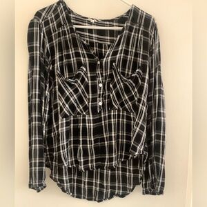 Black and White Plaid Women's Top